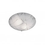 Sandrina - Chrome 2 Light Flush with White Glass with Clear Design Sandrina - Chrome 2 Light Flush with White Glass with Clear Design