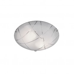 Sandrina - Chrome 2 Light Flush with White Glass with Clear Design Sandrina - Chrome 2 Light Flush with White Glass with Clear Design