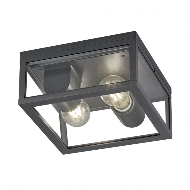 - Garonne - Anthracite 2 Light Flush with Clear Glass Trio-601860242 - Garonne - Anthracite 2 Light Flush with Clear Glass