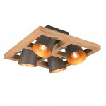 Bell - Antique Nickel & Wood 4 Spotlights Bell - Antique Nickel & Wood 4 Spotlights