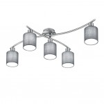 Garda - Matt Nickel 5 Light Ceiling Lamp with Grey Shade Garda - Matt Nickel 5 Light Ceiling Lamp with Grey Shade