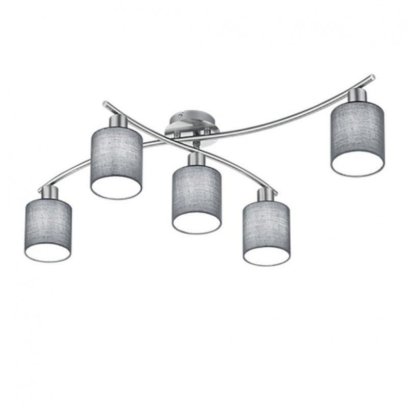 - Garda - Matt Nickel 5 Light Ceiling Lamp with Grey Shade Trio-605400511 - Garda - Matt Nickel 5 Light Ceiling Lamp with Grey Shade
