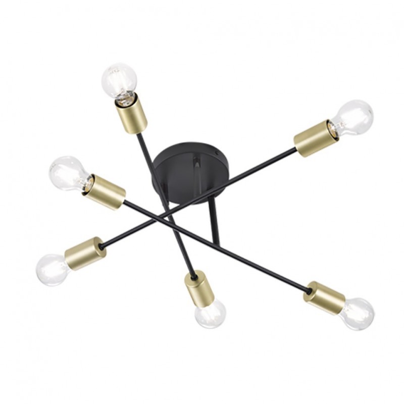 - Cross - Black & Gold 6 Light Ceiling Lamp Trio-606700632 - Cross - Black & Gold 6 Light Ceiling Lamp