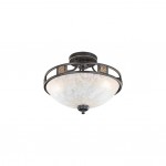 Quinta - Rustic 3 Light Ceiling Lamp with Alabaster Glass