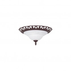 Rustica - Rustic 2 Light Flush with White Glass