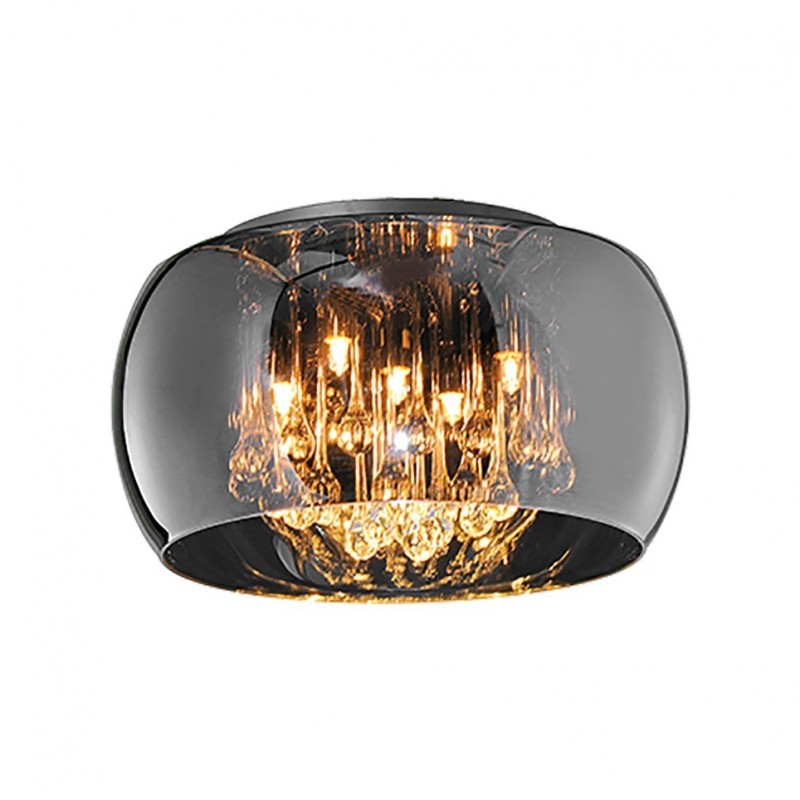 Ceiling Lights - Vapore - Mirrored Smoked Glass Ceiling Lamp with Clear Glass Drops Trio-611210506 - Vapore - Mirrored Smoked Glass Ceiling Lamp with Clear Glass Drops