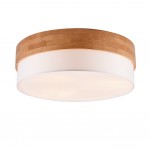 Seasons - Wooden Semi Flush with White Fabric Shade Ø 50 cm
