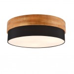 Seasons - Wooden Semi Flush with Black Fabric Shade Ø 50 cm