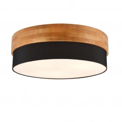 Seasons - Wooden Semi Flush with Black Fabric Shade Ø 50 cm Seasons - Wooden Semi Flush with Black Fabric Shade Ø 50 cm