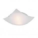 Elisa - Chrome 2 Light Flush with White Glass with Clear Decor Elisa - Chrome 2 Light Flush with White Glass with Clear Decor