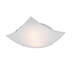Elisa - Chrome 2 Light Flush with White Glass with Clear Decor Elisa - Chrome 2 Light Flush with White Glass with Clear Decor