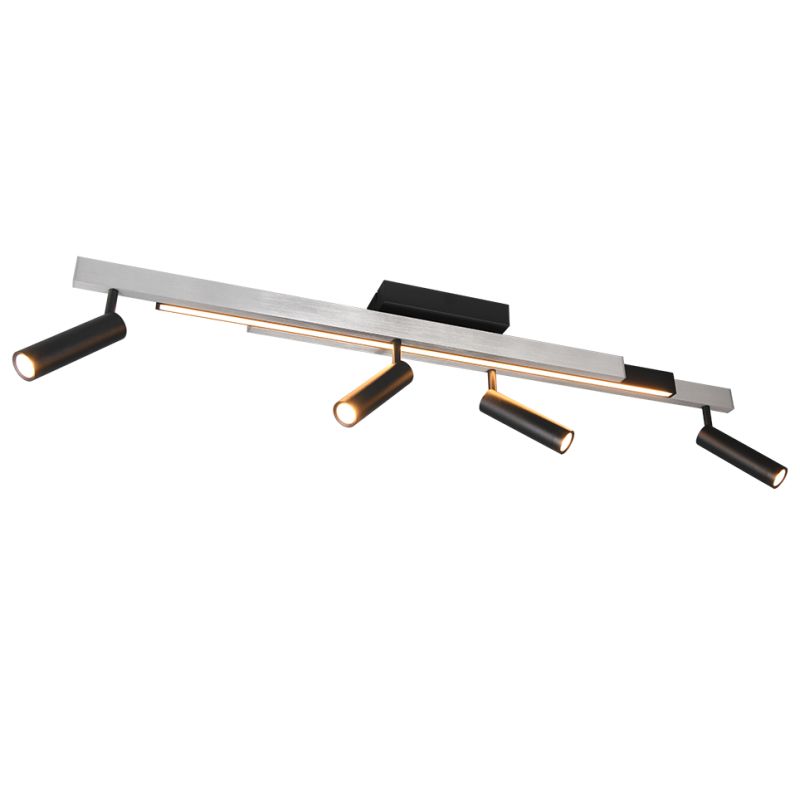 Trio-648310505 - Zeno - Brushed Aluminium & Black CCT 4 Spotlights with Remote Control