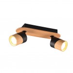 Aruni - Wooden & Matt Black 2 Spotlights