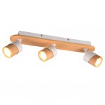 Aruni - Wooden & Matt White 3 Spotlights