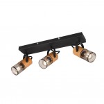 Tosh - Black 3 Spotlights with Wooden Details Tosh - Black 3 Spotlights with Wooden Details