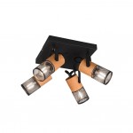 Tosh - Black 4 Spotlights with Wooden Details Tosh - Black 4 Spotlights with Wooden Details