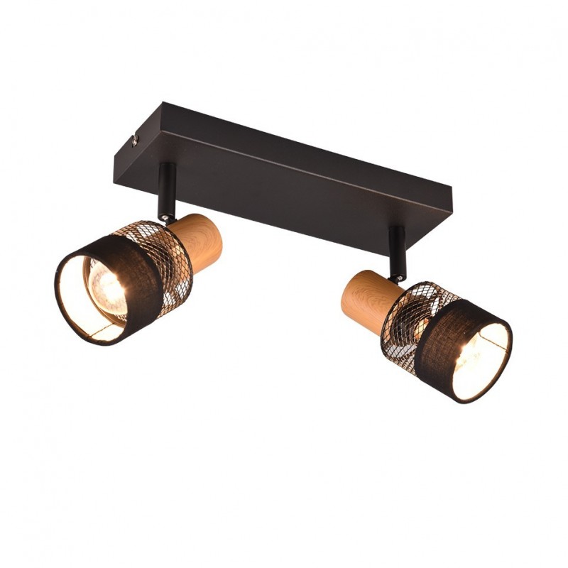- Nandini - Black & Wooden 2 Spotlights Trio-811700232 - Nandini - Black & Wooden 2 Spotlights