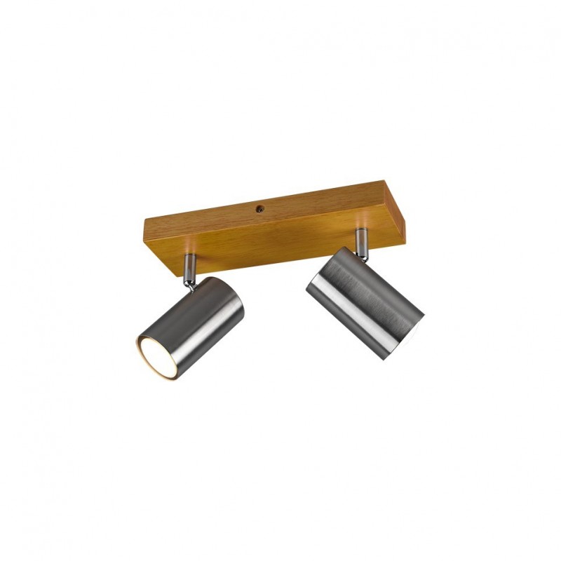 - Marley - Wooden & Matt Nickel 2 Light Spotlights Trio-812400207 - Marley - Wooden & Matt Nickel 2 Light Spotlights