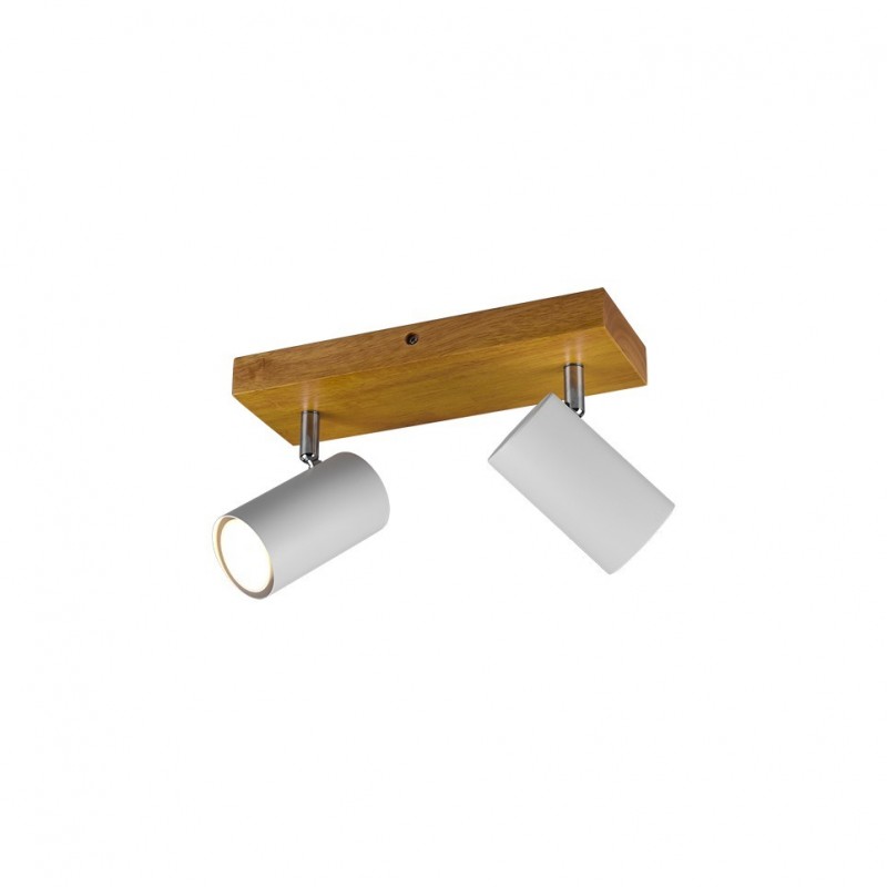 - Marley - Wooden & White 2 Light Spotlights Trio-812400231 - Marley - Wooden & White 2 Light Spotlights