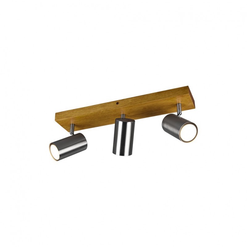 - Marley - Wooden & Matt Nickel 3 Light Spotlights Trio-812400307 - Marley - Wooden & Matt Nickel 3 Light Spotlights