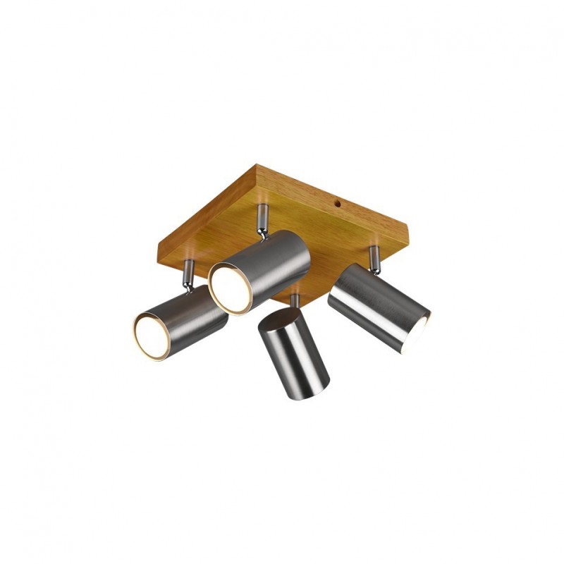 - Marley - Wooden & Matt Nickel 4 Light Spotlights Trio-812400407 - Marley - Wooden & Matt Nickel 4 Light Spotlights