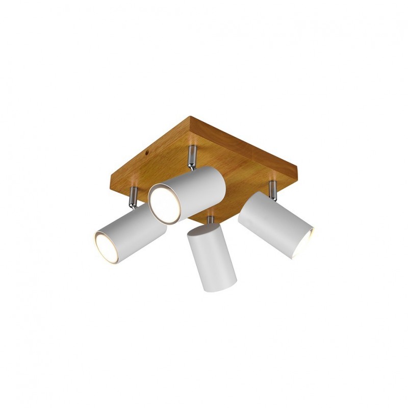 - Marley - Wooden & White 4 Light Spotlights Trio-812400431 - Marley - Wooden & White 4 Light Spotlights