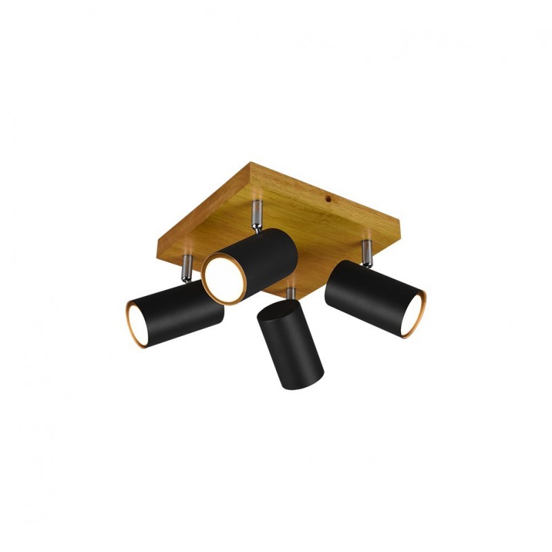 - Marley - Wooden & Matt Black 4 Light Spotlights Trio-812400432 - Marley - Wooden & Matt Black 4 Light Spotlights