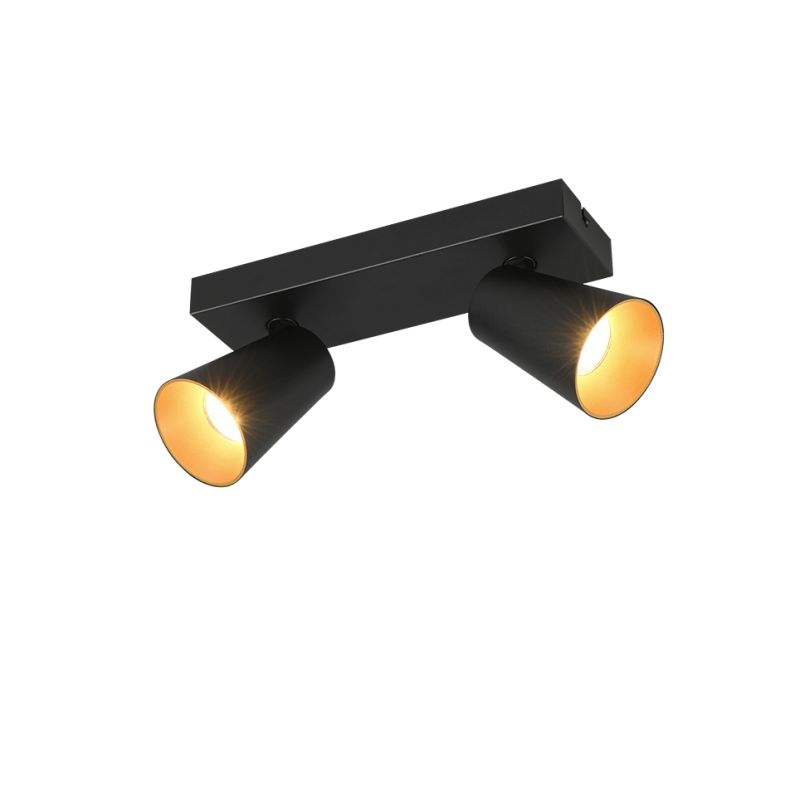 Spot & Downlights - Sharp - Matt Black 2 Spotlights with Gold Inner Ring Trio-817100232 - Sharp - Matt Black 2 Spotlights with Gold Inner Ring