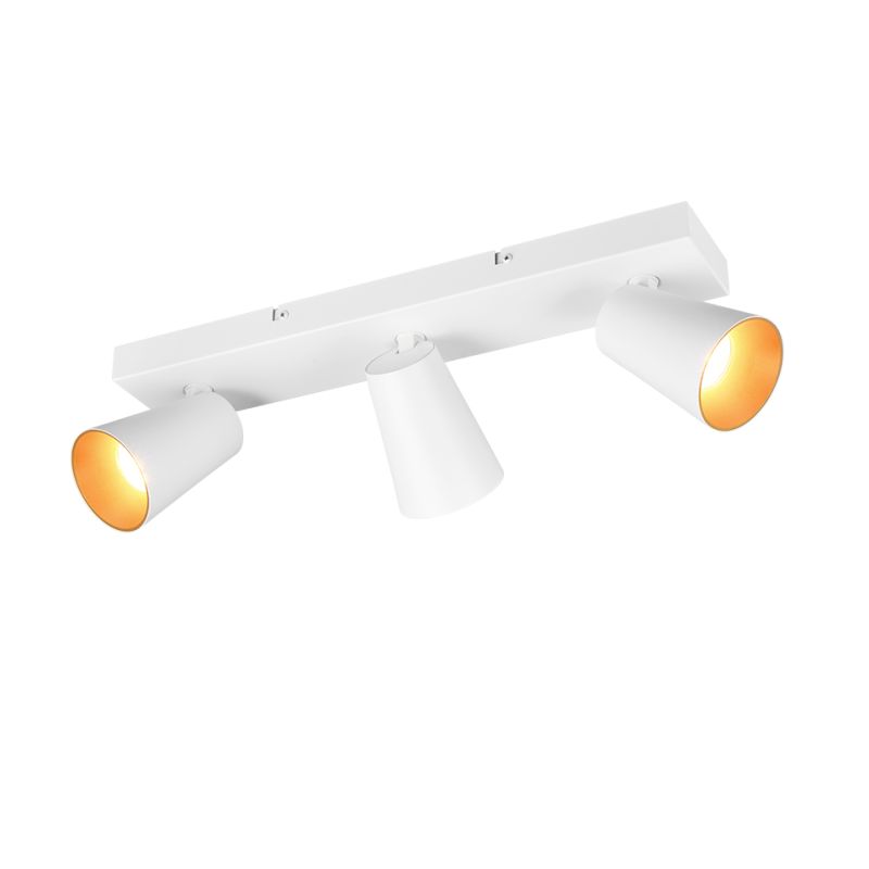 - Sharp - Matt White 3 Spotlights with Gold Inner Ring Trio-817100331 - Sharp - Matt White 3 Spotlights with Gold Inner Ring