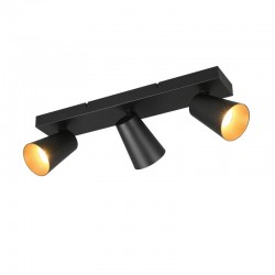 Sharp - Matt Black 3 Spotlights with Gold Inner Ring Sharp - Matt Black 3 Spotlights with Gold Inner Ring