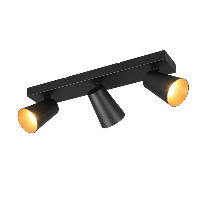 - Sharp - Matt Black 3 Spotlights with Gold Inner Ring Trio-817100332 - Sharp - Matt Black 3 Spotlights with Gold Inner Ring
