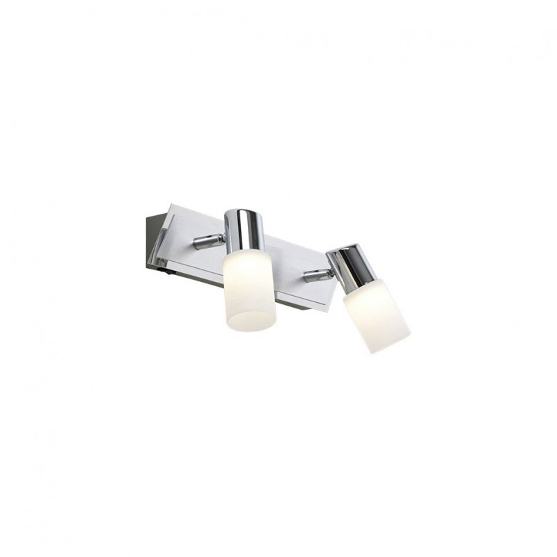 - Clapton - Chrome & Brushed Aluminium LED 2 Spotlights with White Glass Trio-821470205 - Clapton - Chrome & Brushed Aluminium LED 2 Spotlights with White Glass
