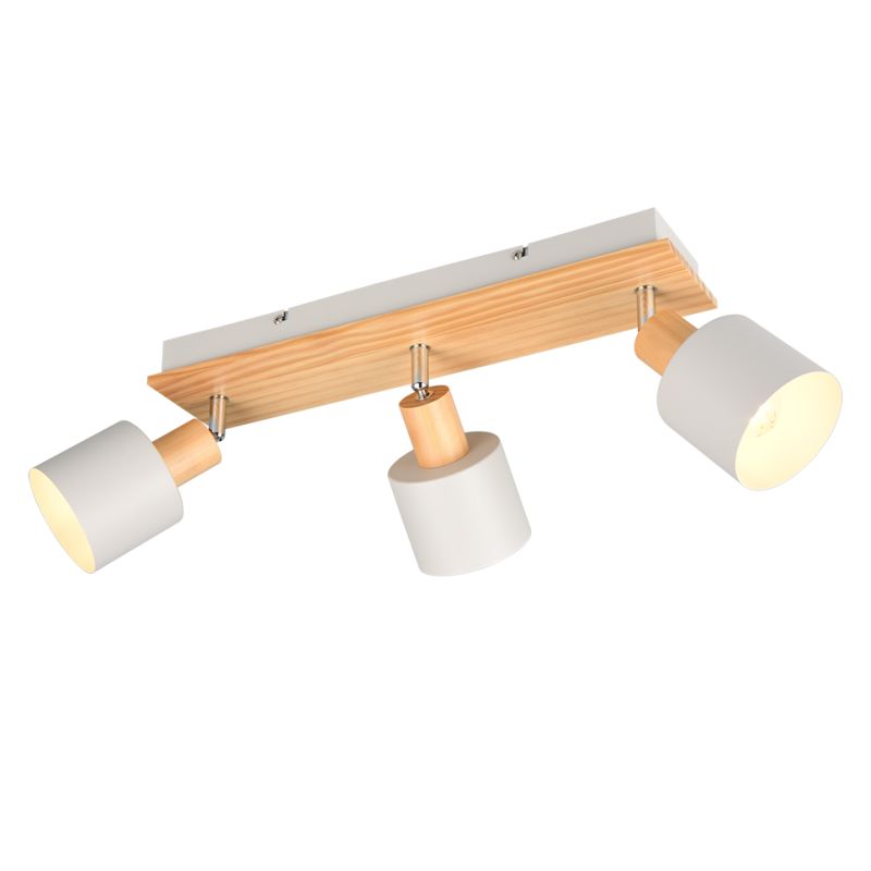 Trio-862700376 - Shanti - Wooden & Warm Grey 3 Spotlights