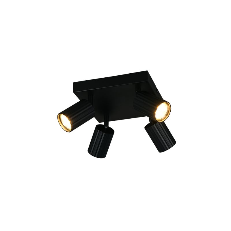 Trio-867730432 - Soka - Matt Black Ribbed 4 Spotlights