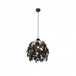 Leavy - Matt Black Pendant with Black & Gold Leaves