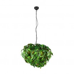 Leavy - Matt Black 4 Light Pendant with Green Leaves Leavy - Matt Black 4 Light Pendant with Green Leaves