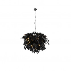 Leavy - Matt Black 4 Light Pendant with Black & Gold Leaves Leavy - Matt Black 4 Light Pendant with Black & Gold Leaves