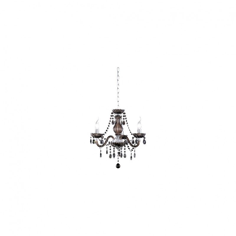 - Lüster - Chrome 3 Light Chandelier with Smoked Acrylic Crystal Trio-R11073002 - Lüster - Chrome 3 Light Chandelier with Smoked Acrylic Crystal