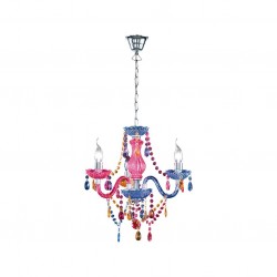 Lüster - Chrome 3 Light Chandelier with Multicolour Acrylic Crystal Lüster - Chrome 3 Light Chandelier with Multicolour Acrylic Crystal