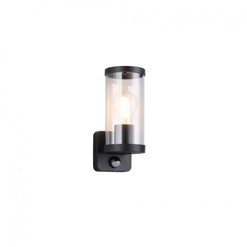 - Bonito - Matt Black PIR Wall Lamp with Clear Diffuser Trio-R21599132 - Bonito - Matt Black PIR Wall Lamp with Clear Diffuser