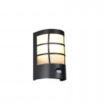 Sintra - Matt Black PIR Wall Lamp with White Glass