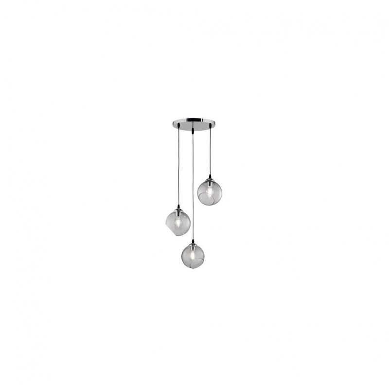 - Clooney - Chrome 3 Light Cluster Pendant with Smoked Glass Trio-R30073054 - Clooney - Chrome 3 Light Cluster Pendant with Smoked Glass