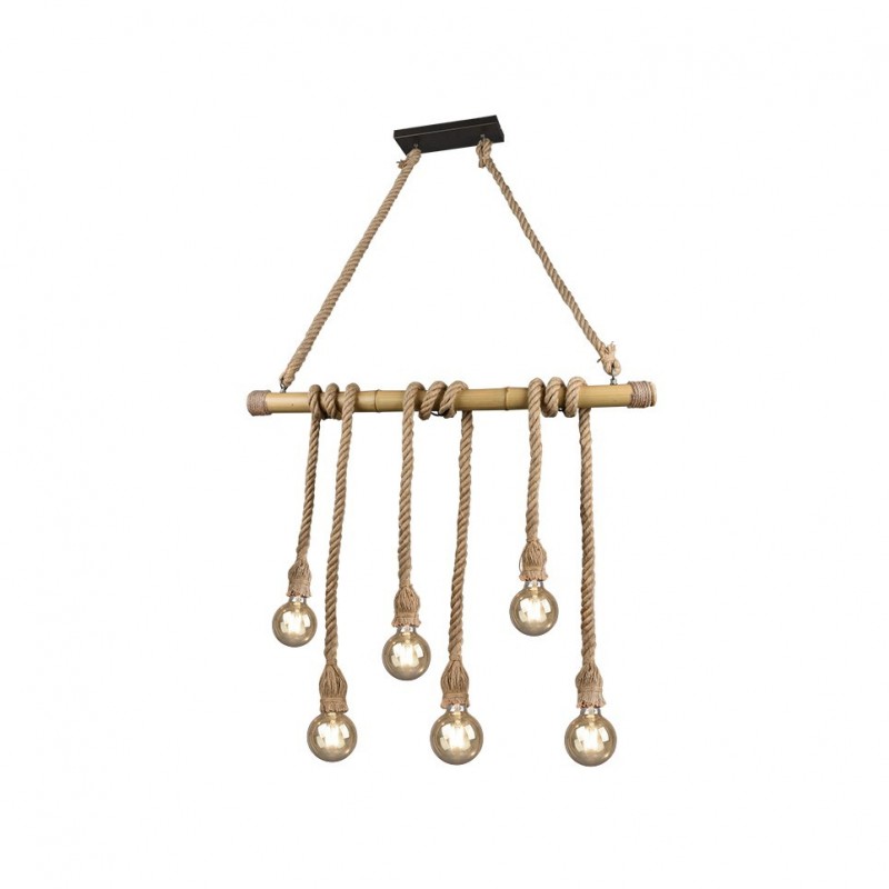 Trio-R30130626 - Wilma - Rope & Bamboo 6 Light over Island Fitting