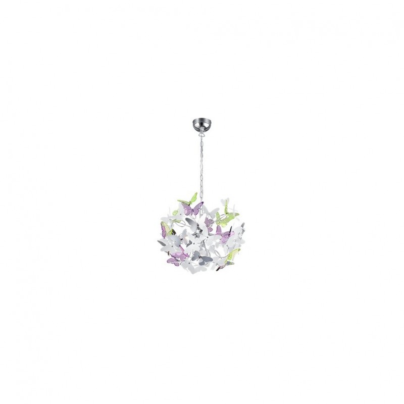 - Butterfly - Chrome Pendant with Multicolour Butterfly Trio-R30214017 - Butterfly - Chrome Pendant with Multicolour Butterfly