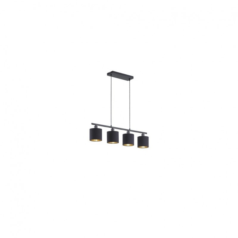 - Tommy - Matt Black 4 Light over Island Fitting with Black & Gold Shade Trio-R30334079 - Tommy - Matt Black 4 Light over Island Fitting with Black & Gold Shade