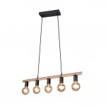 Einar - Black & Rope 5 Light over Island Fitting