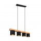 - Cameron - Matt Black & Wooden over Island Fitting with Black & Gold Shade Trio-R30654002 - Cameron - Matt Black & Wooden over Island Fitting with Black & Gold Shade