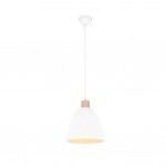 Jagger - Matt White & Wooden Pendant Ø 25 cm Jagger - Matt White & Wooden Pendant Ø 25 cm