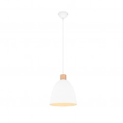 Jagger - Matt White & Wooden Pendant Ø 25 cm Jagger - Matt White & Wooden Pendant Ø 25 cm