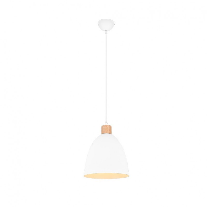 - Jagger - Matt White & Wooden Pendant Ø 25 cm Trio-R30681031 - Jagger - Matt White & Wooden Pendant Ø 25 cm